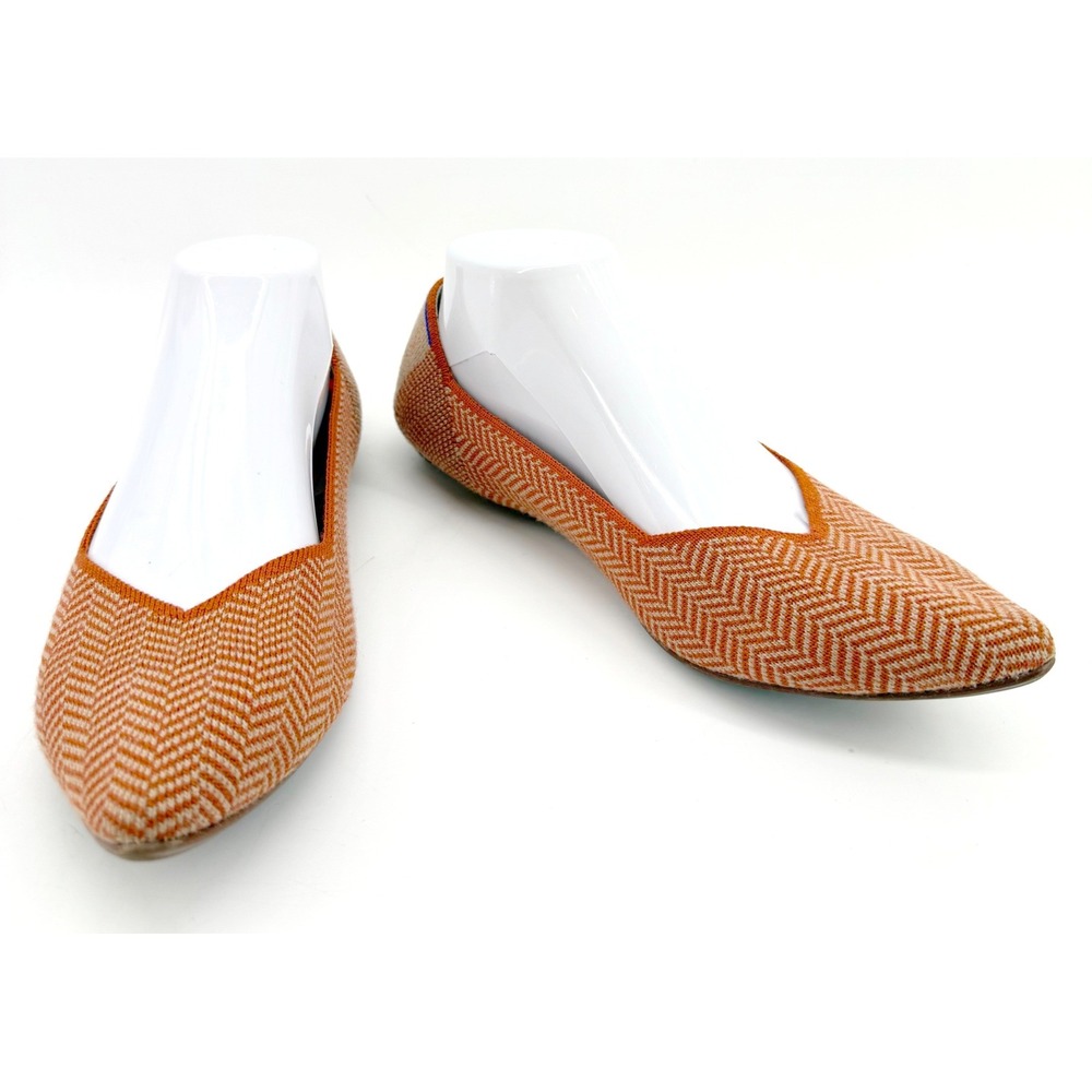 Rothy's The Point Flats Women 10 Amber Herringbone Wool Blend Knit Preppy Comfor